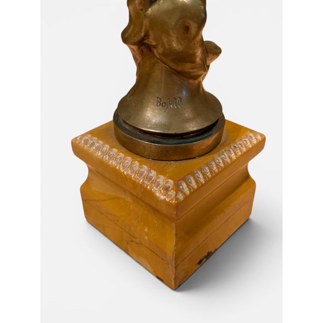 1900 - 1909 Signed French Art Nouveau Nude Figural Sculpture on Sienna Marble Base For Sale - Image 5 of 5