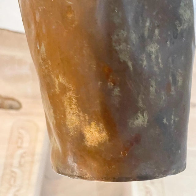 Antique Hand-Hammered Copper Vessel With Brass Chain, 19th Century For Sale In San Diego - Image 6 of 12