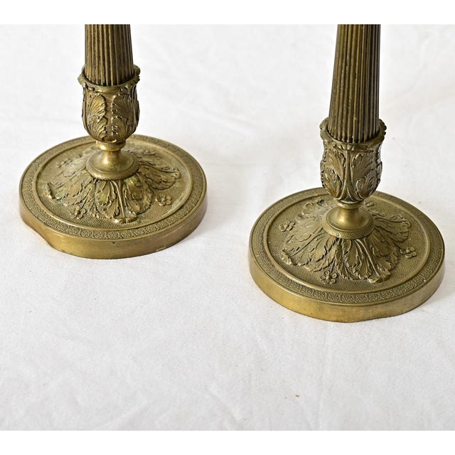 French Pair of 18th Century Louis XVI Style Gilt Bronze Candlesticks For Sale In Baton Rouge - Image 6 of 11