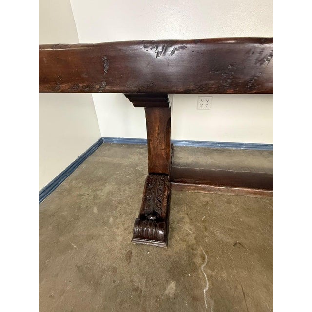 Monumental Spanish Revival Carved Trestle Dining Table, Early 20th Century For Sale In Los Angeles - Image 6 of 17