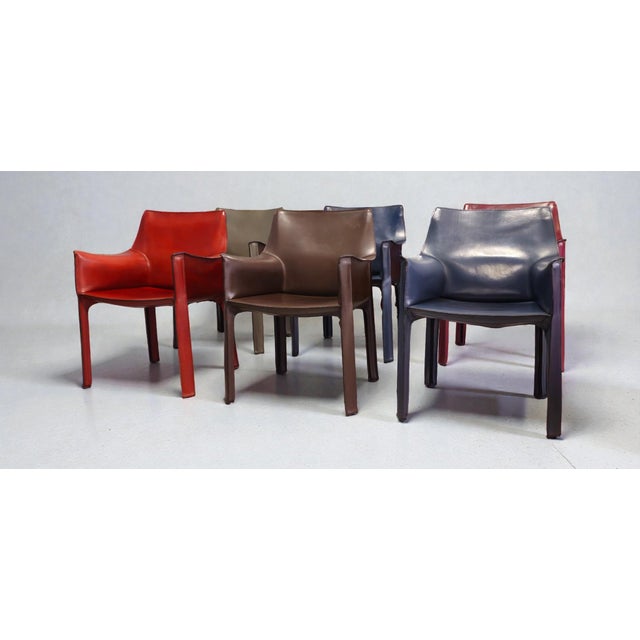 Red Cab 413 Armchairs in Leather by Mario Bellini for Cassina, 1990, Set of 6 For Sale - Image 8 of 18