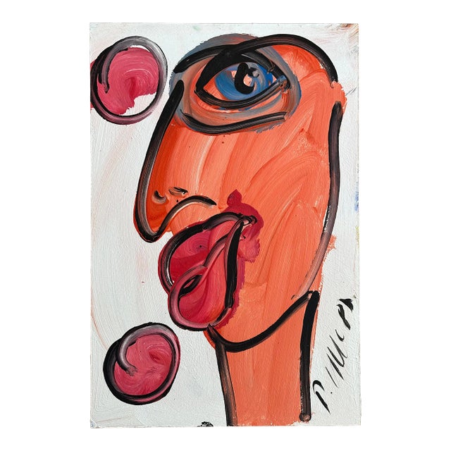 1987 Peter Keil Abstract Portrait Painting For Sale