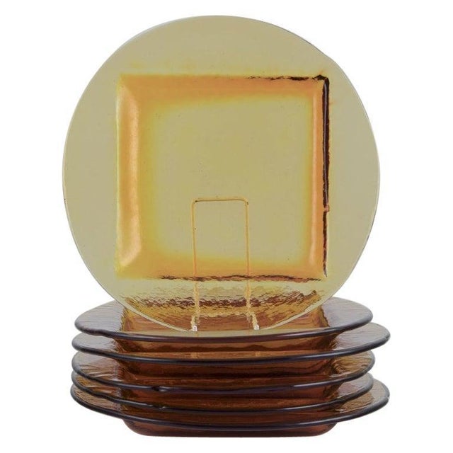 Gold Scandinavian Glass Dinner Plates in Smoke-Coloured Glass, 1970s, Set of 6 For Sale - Image 8 of 8