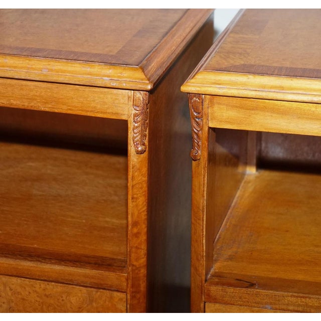 Art Deco Walnut Nightstands Bedside Tables, 1920s, Set of 2 For Sale - Image 11 of 18