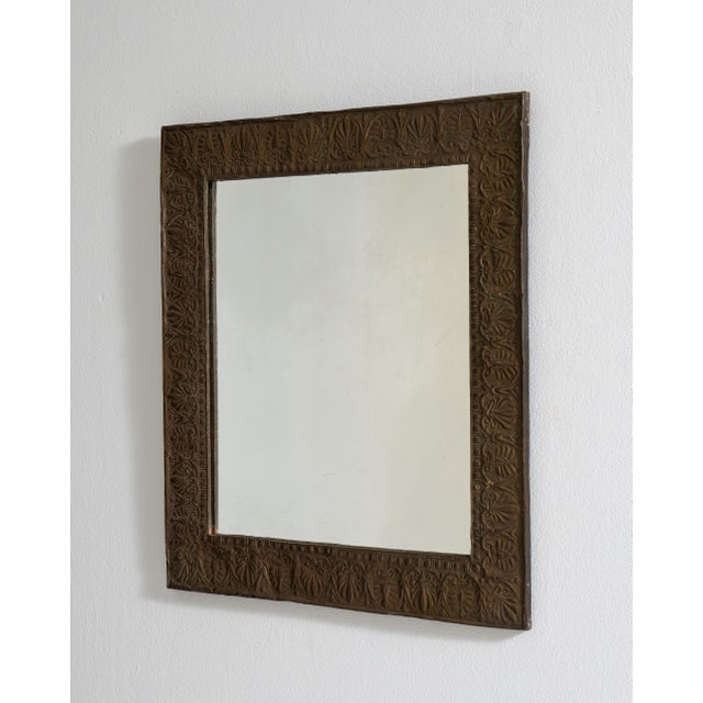 Brown Arts & Crafts Copper Repoussé Mirror, Antique, France, Circa 1900 For Sale - Image 8 of 9