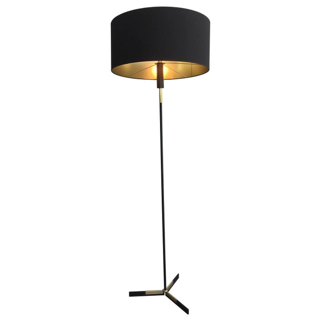 Black Lacquered and Brass Design Floor Lamp, French, circa 1950 For Sale - Image 13 of 13