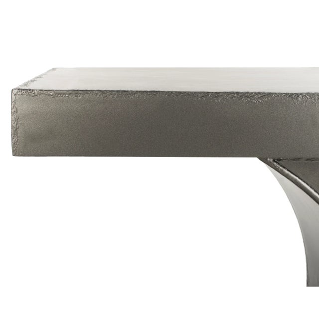 Wood Pedestal Console in Distressed Black For Sale - Image 7 of 9