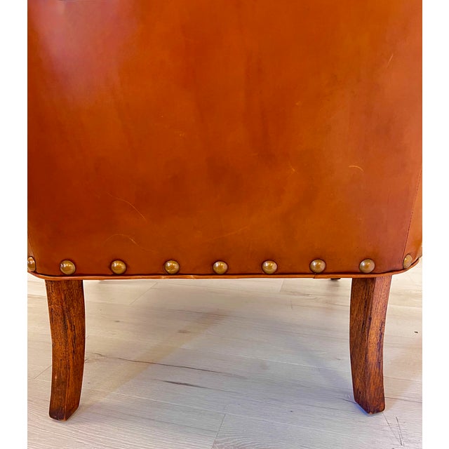 Nailhead Trim Leather Club Chair With Mohair Cushion Chairish