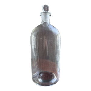 Mid-20th Century Laboratory Reagent Bottle With Ground Glass Stopper Narrow Mouth Apothecary Glass Vessel