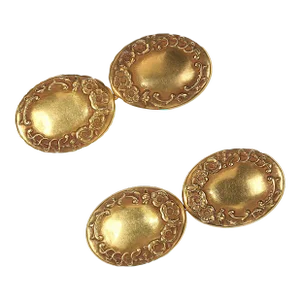 Vintage Oval 14k Yellow Gold Cuff Links - 2 Pieces