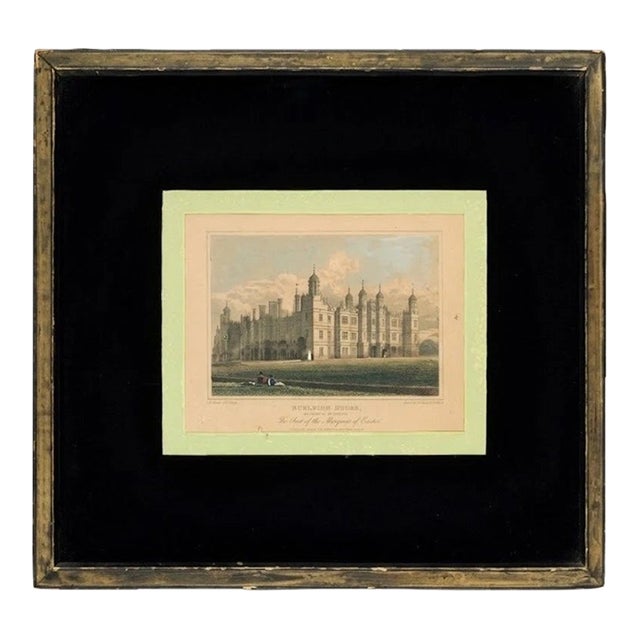 Antique 1829 J.P. Neale Engraving Burleigh House Northamptonshire Framed Breuner For Sale