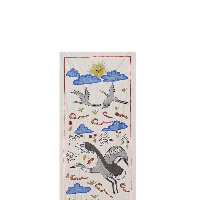 Uzbek Suzani Wall Art - Animal Pictorial Wall Decor Dimension; 19.7'' x 58.3" inches /50 x 148 cm / 1'6'' x 4'6''...