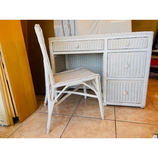 Wicker Desk & Chair, Vintage For Sale - Image 12 of 18