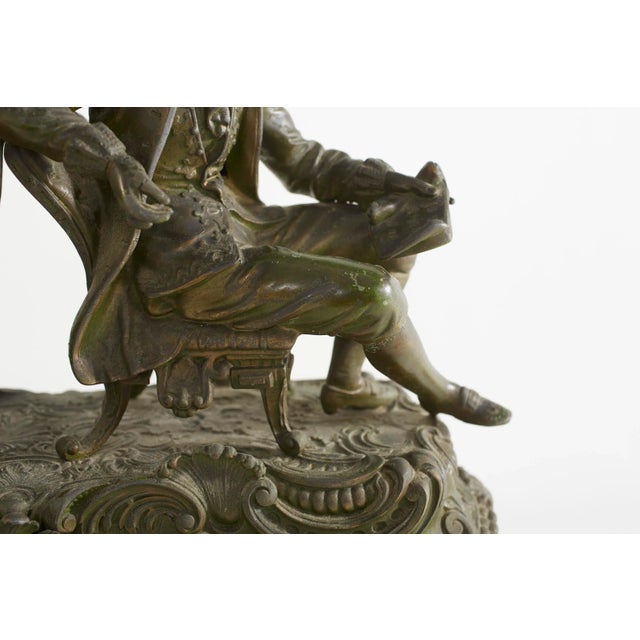 Ansonia Clock Company Art and Crafts Bronze Ansonia "The Composer " Figural Mantel Clock For Sale - Image 4 of 13