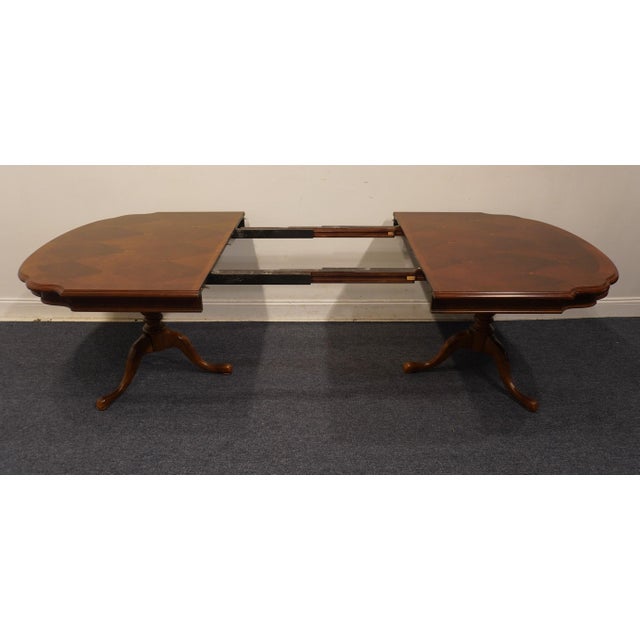 Universal Furniture Cherry Contemporary Transitional 100" Double Pedestal Dining Table For Sale In Kansas City - Image 6 of 10
