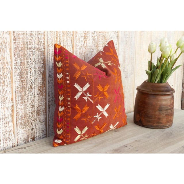 Jiya Antique Indian Folk Pillow For Sale - Image 4 of 10