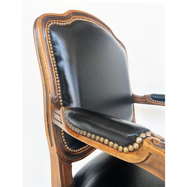 Vintage Italian Chateau d'Ax Leather Armchairs With Brass Nailhead Details, Pair For Sale - Image 11 of 12