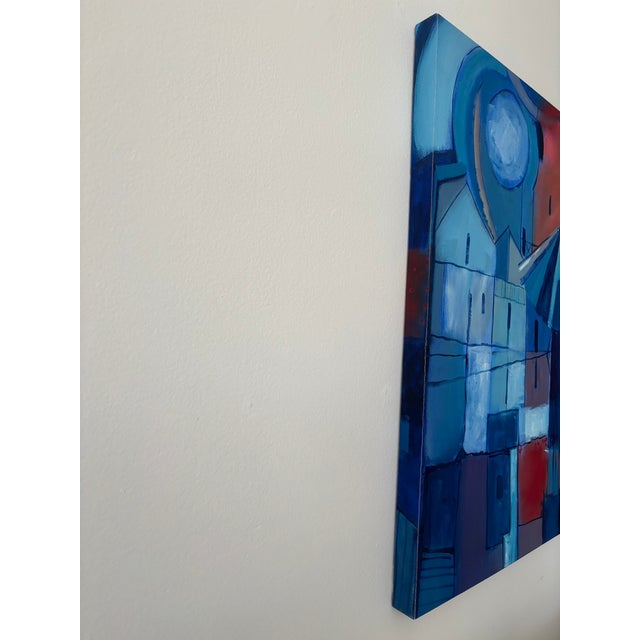 Original painting on canvas by Dominican artist Norberto Uribe of La Romana, Dominican Republic. Incredible blue tones. A...