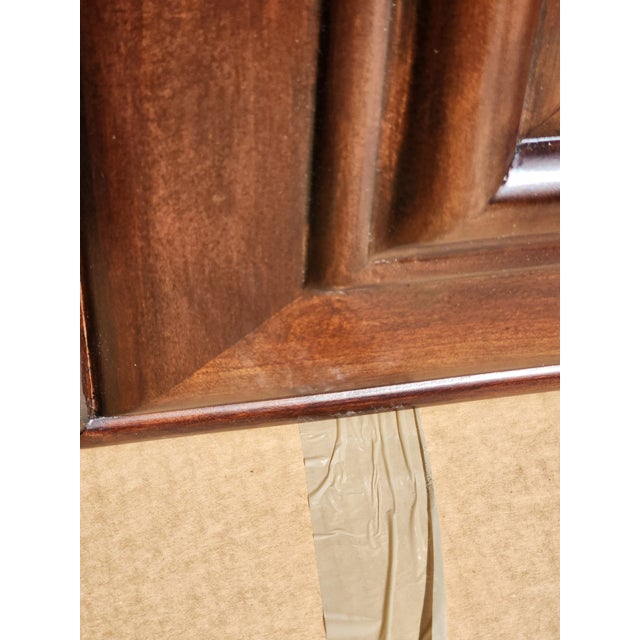 Traditional Large Brown Wood Frame Mirror For Sale - Image 3 of 11