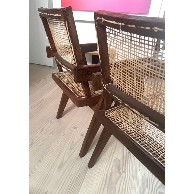 Cane Desk Chairs by Pierre Jeanneret for Chandigarh, 1956, Set of 2 For Sale - Image 9 of 18