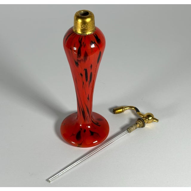 Red Art Deco Czech Red & Black Swirled Glass Perfume Atomizer - 1930s For Sale - Image 8 of 10