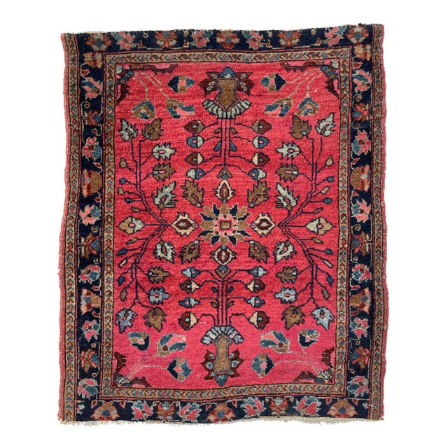 Antique Lamb Wool Artistic Botanical Mat Rug 1.11 x 2.2 For Sale - Image 9 of 9
