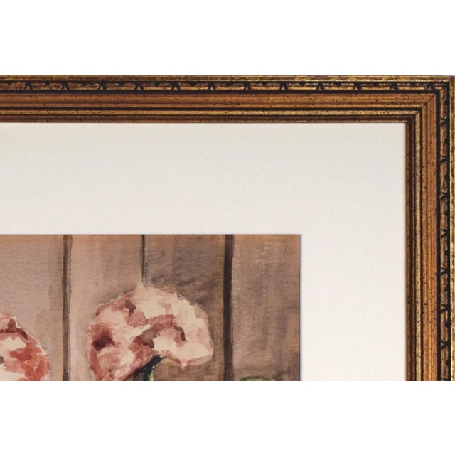 Vintage Watercolor Painting of Flowers Along a Fence by Marie Sheehy Walker For Sale In New York - Image 6 of 6