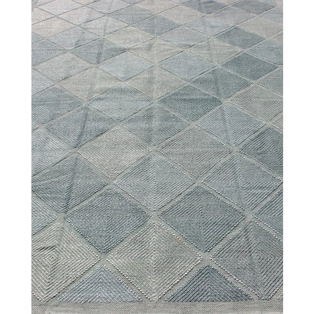 Early 21st Century Keivan Woven Arts Hand-Woven Scandinavian Rug, Wool, Blue & Green 9'1 X 12'11 For Sale - Image 5 of 11