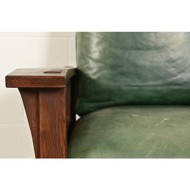 Stickley Mission Oak Arts & Crafts Reclining Morris Lounge Chair With Ottoman For Sale - Image 11 of 18