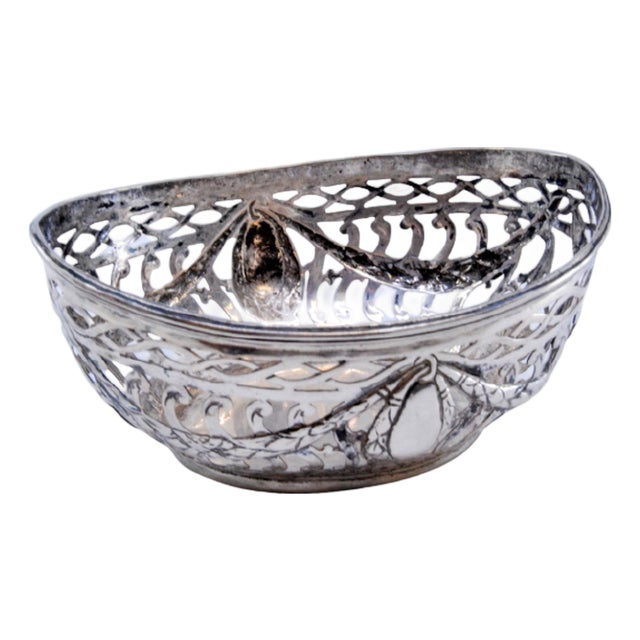 Silver Candy Box with Garland Decoration and Frills For Sale