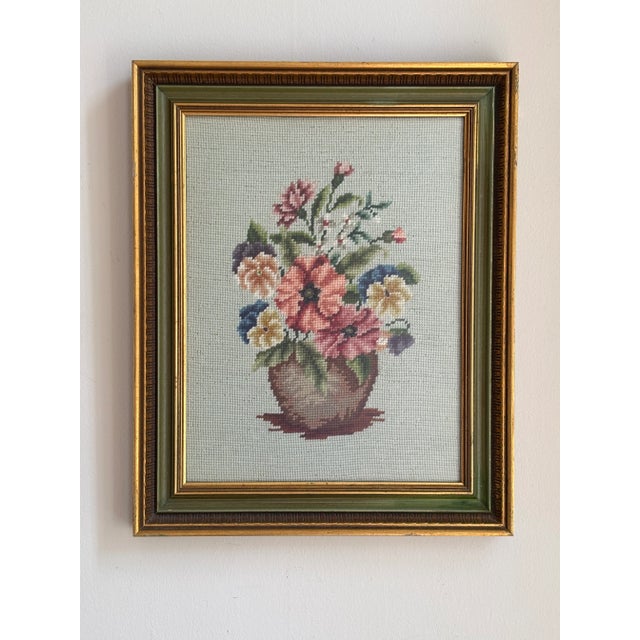 20th Century Floral Still Life Needlepoint -- Framed For Sale - Image 17 of 17