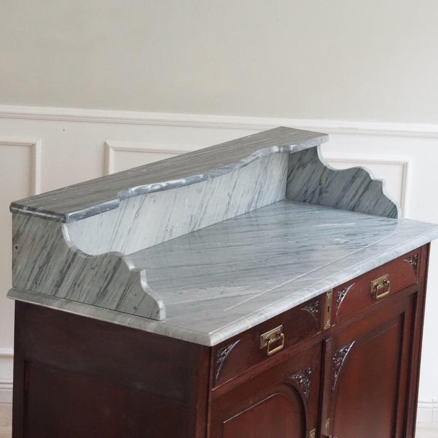 Antique Gründerzeit Sideboard with Grey-White Marble Top, 1900s For Sale - Image 15 of 17