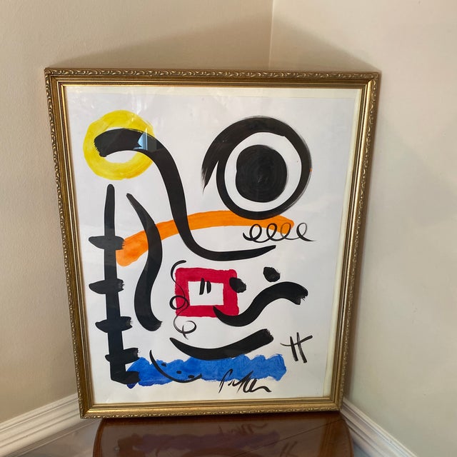 1970s Original Peter Keil Miro Style Abstract Framed Painting For Sale In Atlanta - Image 6 of 9