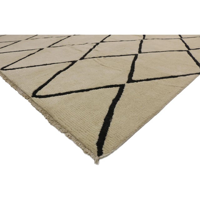 Vintage Style Large Moroccan Area Rug 10'02 x 13'05. Warm and inviting, this hand-knotted wool Moroccan area rug features...