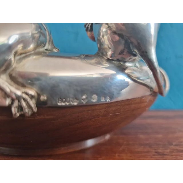 Wood Large Nut Bowl in Precious Wood with 2 Mice from Schleißner Hanau Silber For Sale - Image 7 of 9
