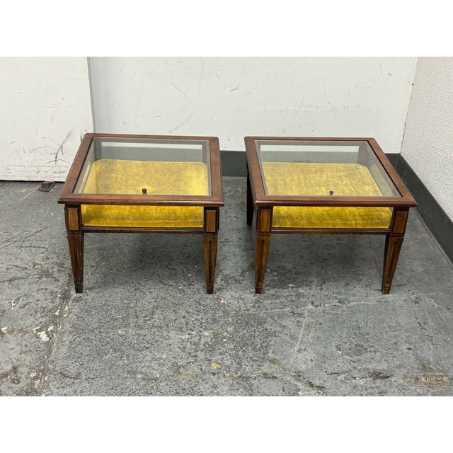 Wood Vintage Brandt Display Curio Side Tables, Pair For Sale - Image 7 of 12