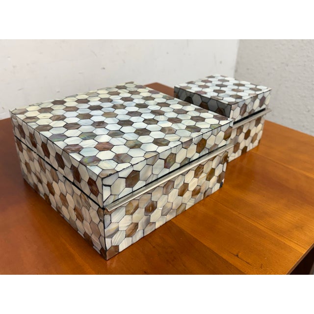 Global Views Global Views Mother of Pearl Boxes, Set of Two For Sale - Image 4 of 12