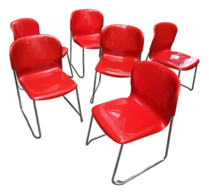 1970s Six Red Nova Dsm400k Stacking Chairs by Gerd Lange for Atelier International