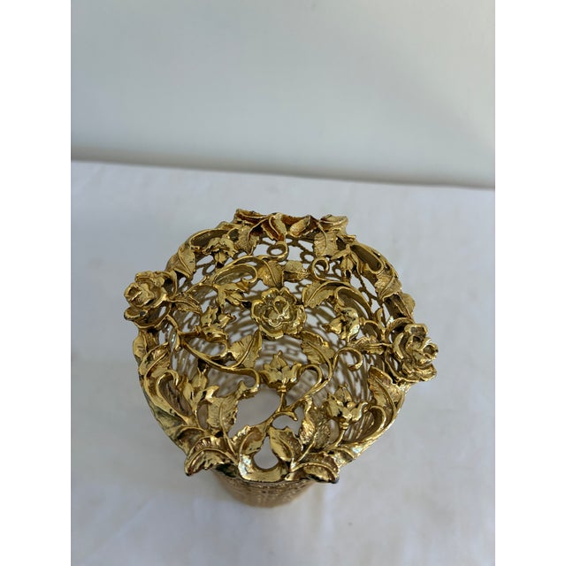 Metal Vintage Gold Filigree Bottle Cover For Sale - Image 7 of 9