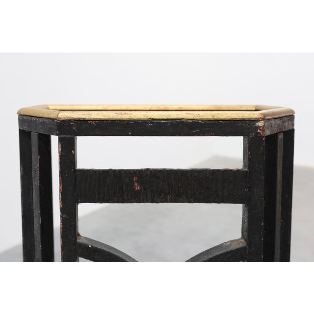 Black Art Deco Metal Umbrella Stand with Geometric Openwork and Brass Rim, Belgium, 1920s For Sale - Image 8 of 17