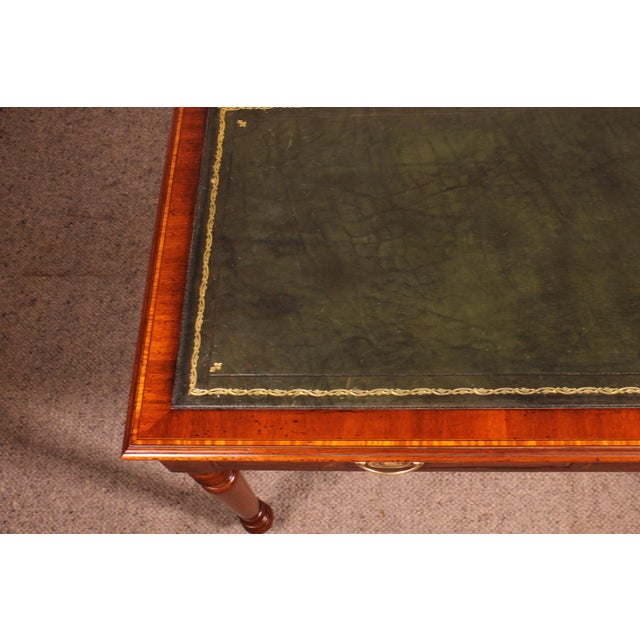 Mahogany Flat Desk with Drawers and Inlays, 19th-Century For Sale - Image 13 of 14