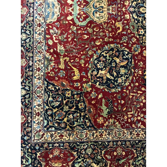 Vintage Hand-Knotted Persian-Style Pictorial Hunting Scene Rug For Sale - Image 4 of 12