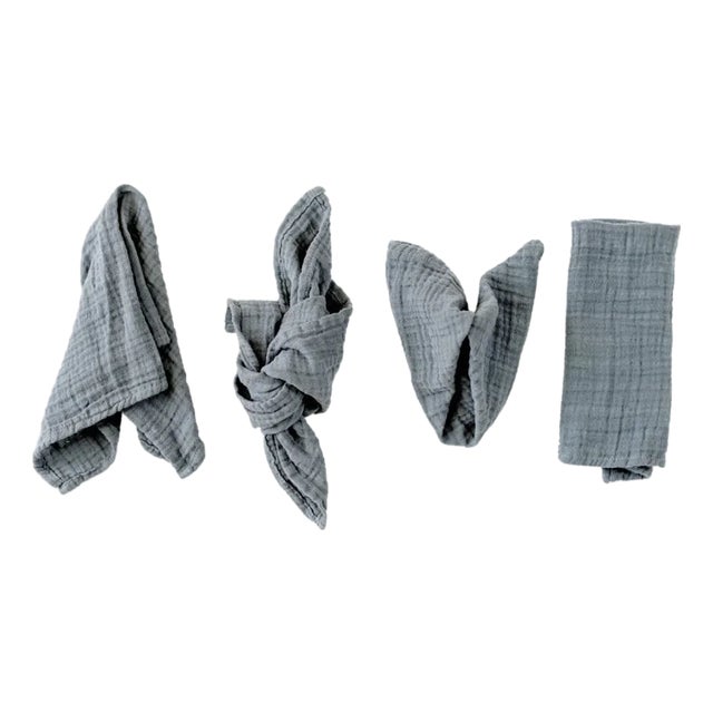 Organic Cotton Napkins - Slate, Set of 4 For Sale