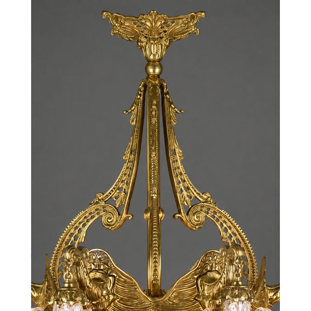 1980 French Louis XVI Gold Bronze Chandelier - 16 Lights For Sale - Image 4 of 10