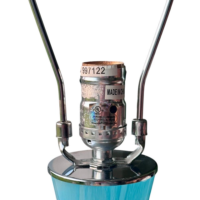 Blue Late 20th Century Modern Murano Blue Glass Table Lamp on Lucite Base For Sale - Image 8 of 12