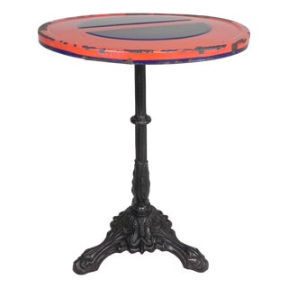 Bistro Table with Cast Iron Leg and Traffic Sign Top, Paris, France, 1920s For Sale