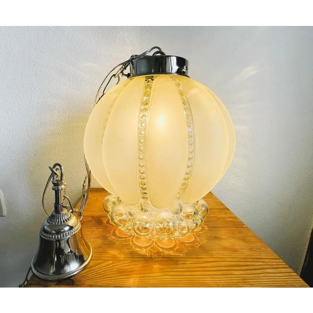 Mid-Century Modern Large Mid-Century Modern Frosted Bubble Glass Hanging Light, 1960s For Sale - Image 3 of 13