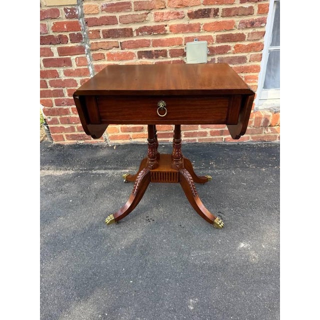 Antique American Classical Style Duncan Phyfe Carved Mahogany Drop Leaf Side Table, For Sale In Washington DC - Image 6 of 18