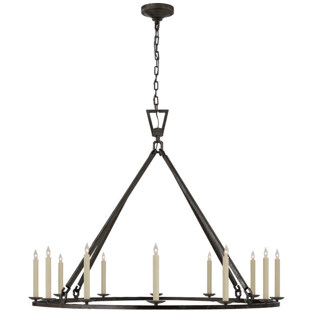 Darlana Extra Large Single Ring Chandelier in Aged Iron Designer: Chapman & Myers Canopy: 6" Round Mounting: Chain Shade...