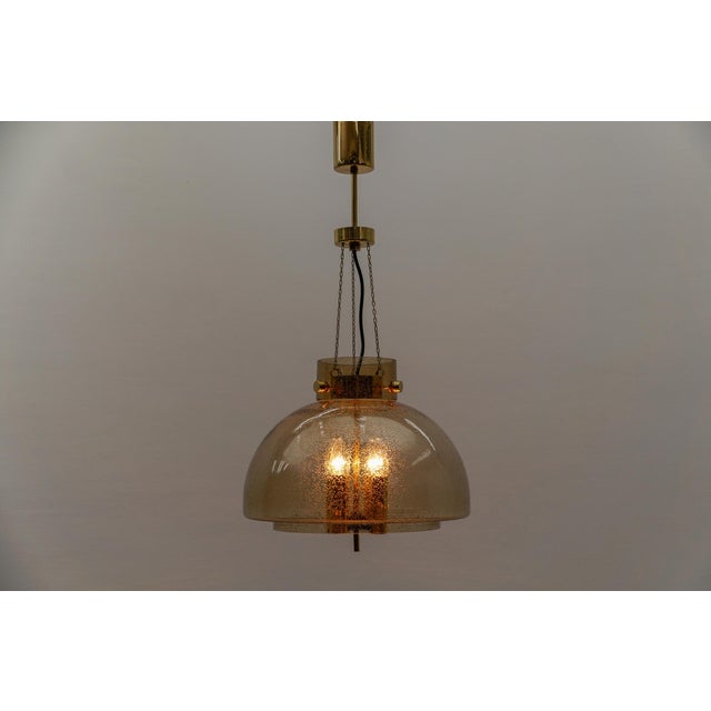Mid-Century Modern Brass and Smoked Glass Hanging Lamp from Limburg, Germany, 1960s For Sale - Image 3 of 14